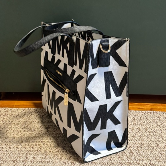 Michael Kors Black and White Logo Tote - Picture 2 of 5